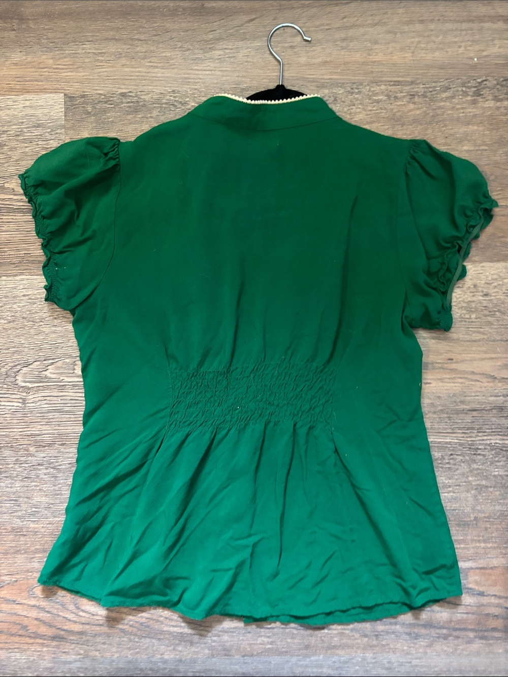 Odille Emerald Green Ruffle-Trim Button Front Blouse - Picture 5 of 5